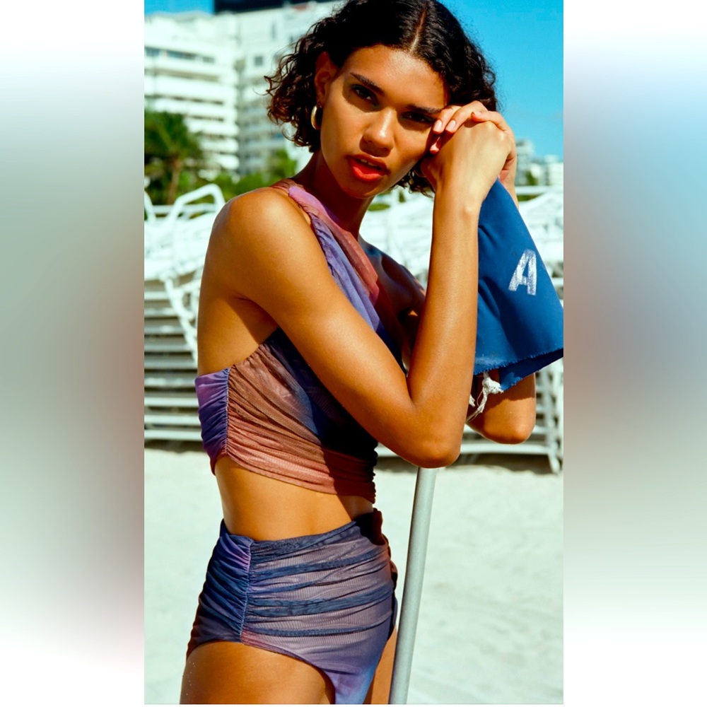 Zara Printed Tulle Swimsuit (One-piece)
